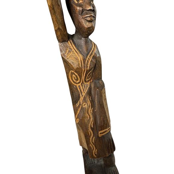 Vintage African Tribal Woman Carved Wooden Statue 12" Figure Folk Art Sculpture - Picture 9 of 13